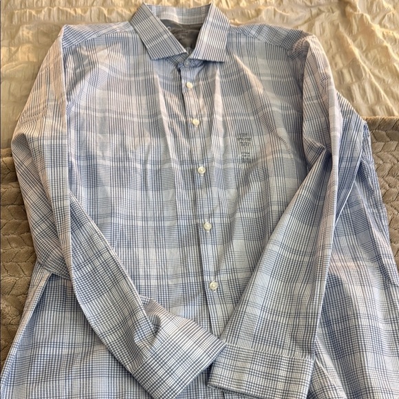 Calvin Klein Men's Blue Checkered Shirt long sleeve 16-16 1/2 32/33 Large NWT - Picture 5 of 10